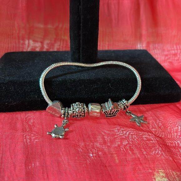 Multi Charm Silver Sea Bracelet - Picture 1 of 4